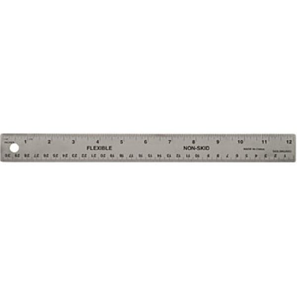 12"" Stainless Steel Ruler w/ Non-Slip Backing